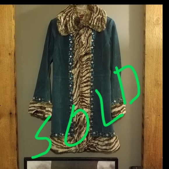 Margarete Godfrey REAL LEATHER JEWELED MAXI - Picture 1 of 9